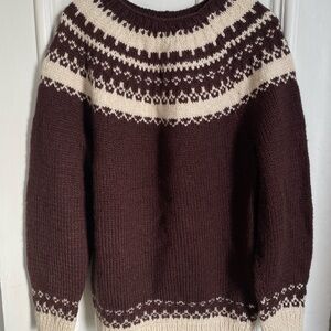 Hand Knit Brown Icelandic Style Sweater
